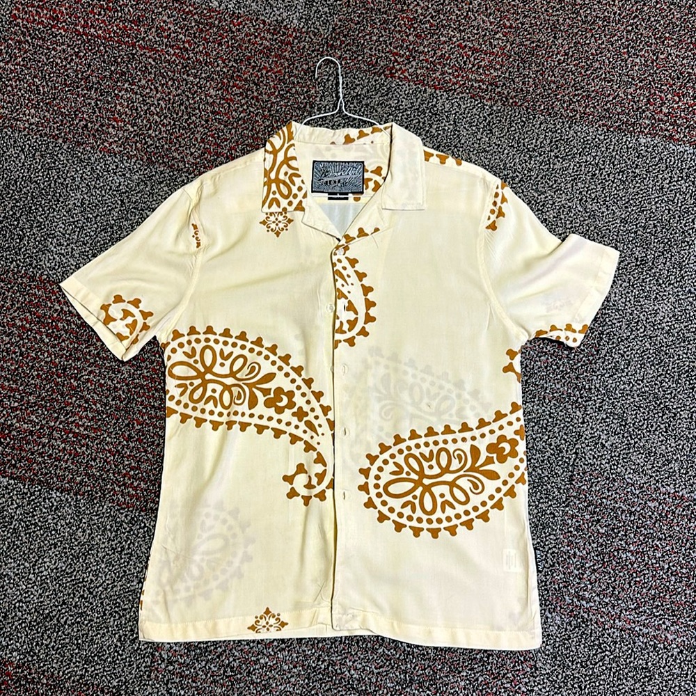 Cream and brown button down, oversized